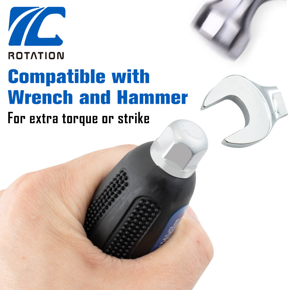 compatible with wrench and hammer
for extra torque or strike