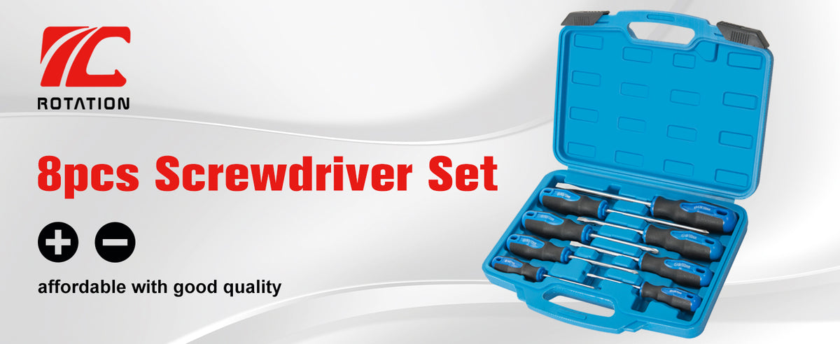 ROTATION 8-Piece Magnetic Screwdriver Set, Silver Tips & Case - Detail Large 1