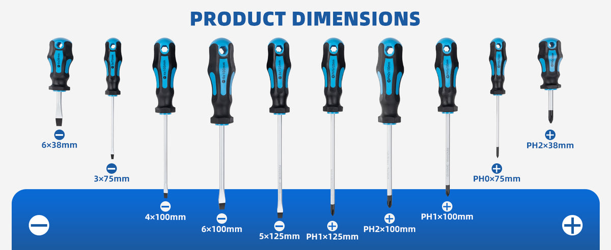 ROTATION 11-Piece Magnetic Screwdriver Set, 5 Phillips & 5 Slotted Tips, Include Magnetizer, Screwdriver with Professional Non-Slip Grip, for Home Repair and DIY Projects - Detail Large 2