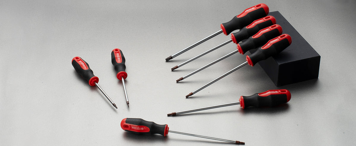 ROTATION 8PCS Magnetic Tip Torx Screwdriver Set, 8 Torx Star Screwdrivers, T8, T10, T15, T20, T25, T27, T30, T40 Red Tip | Red, Gloss, S2 Steel - Detail Large 2