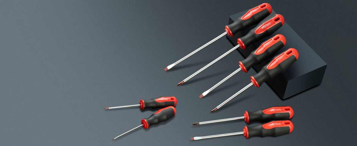 ROTATION 8-Piece Magnetic Screwdrivers Set with red tip, 4 Phillips and 4 Slotted Tips, Professional Cushion Grip Screwdriver Set with High Torque - Detail Large 2