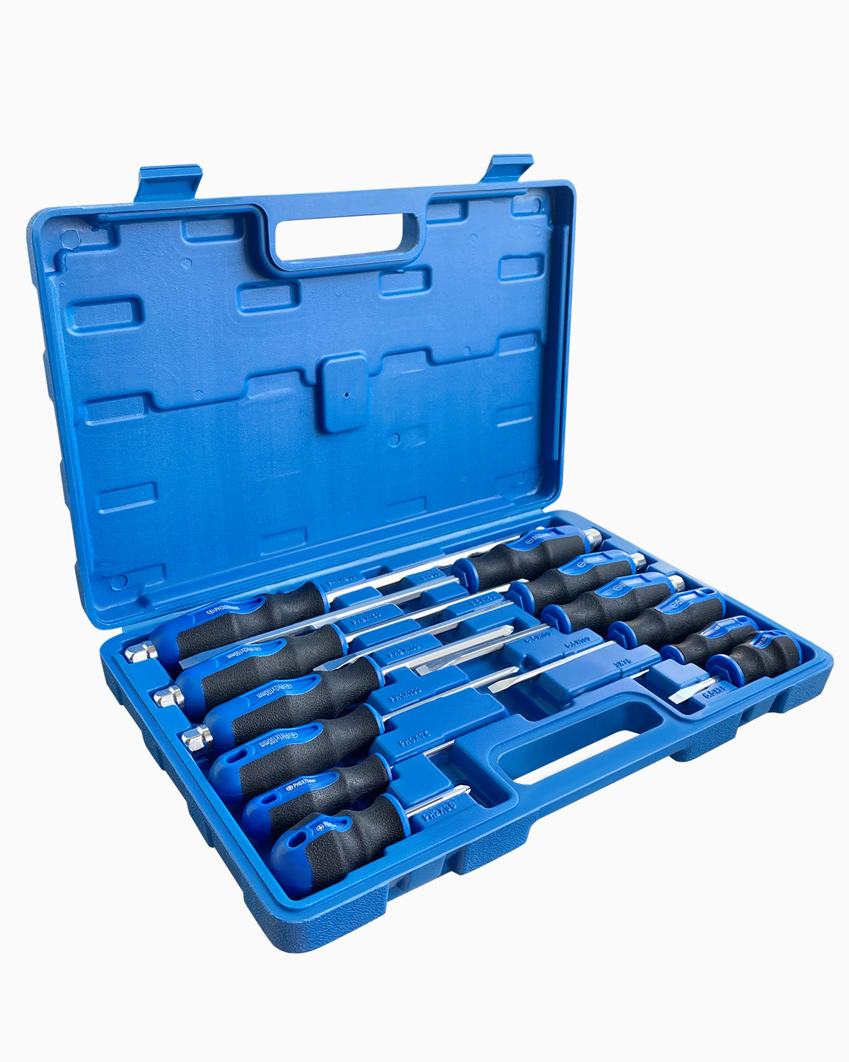 Magnetic Screwdriver Set 12 PCS with Nichrome tips, 6 Phillips and 6 Flat Head Screwdrivers, half with Go-Thru Steel Blades, High Torque for Fastening and Loosening (Silver Tip_Gloss Blade)